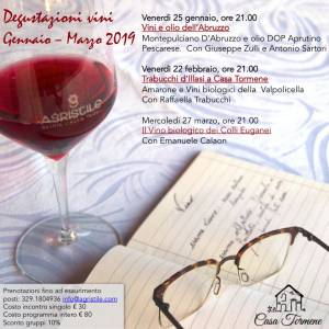 Programma corsi degustazione vino a Casa Tormene gen 2019